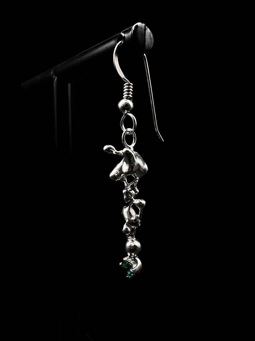 Organic Silver and Emerald Earrings