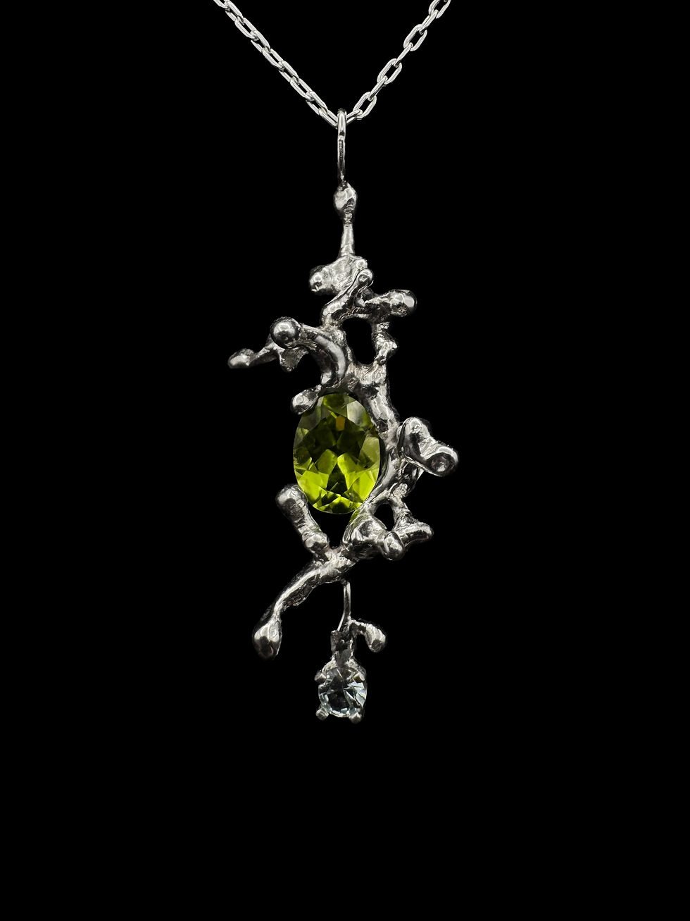 Peridot and Aquamarine Silver Pendant