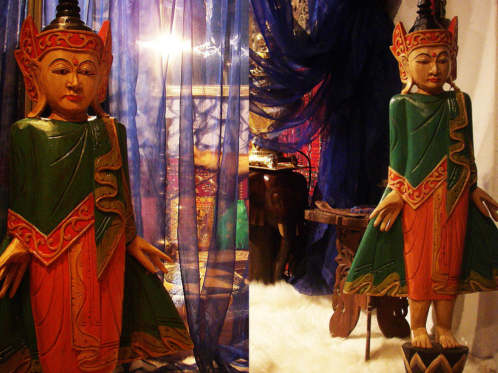 Buddha Tempelwächter Figur auf Sockel