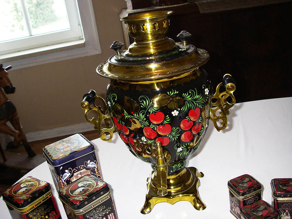 Samowar Russland - Handbemalt Cherry