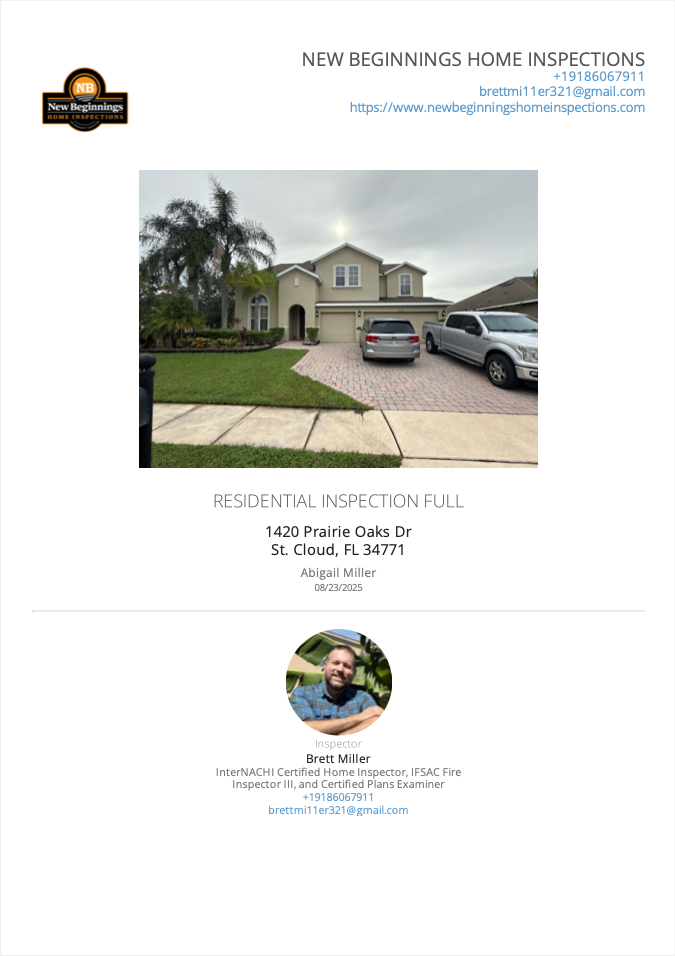 New Beginnings Home Inspections Sample Report