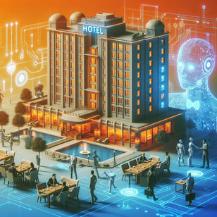 Ilustración de inteligencia artificial aplicada a la experiencia del cliente en hoteles 2025