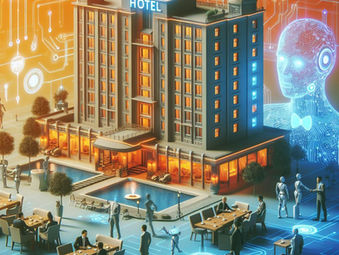 Ilustración de inteligencia artificial aplicada a la experiencia del cliente en hoteles 2025
