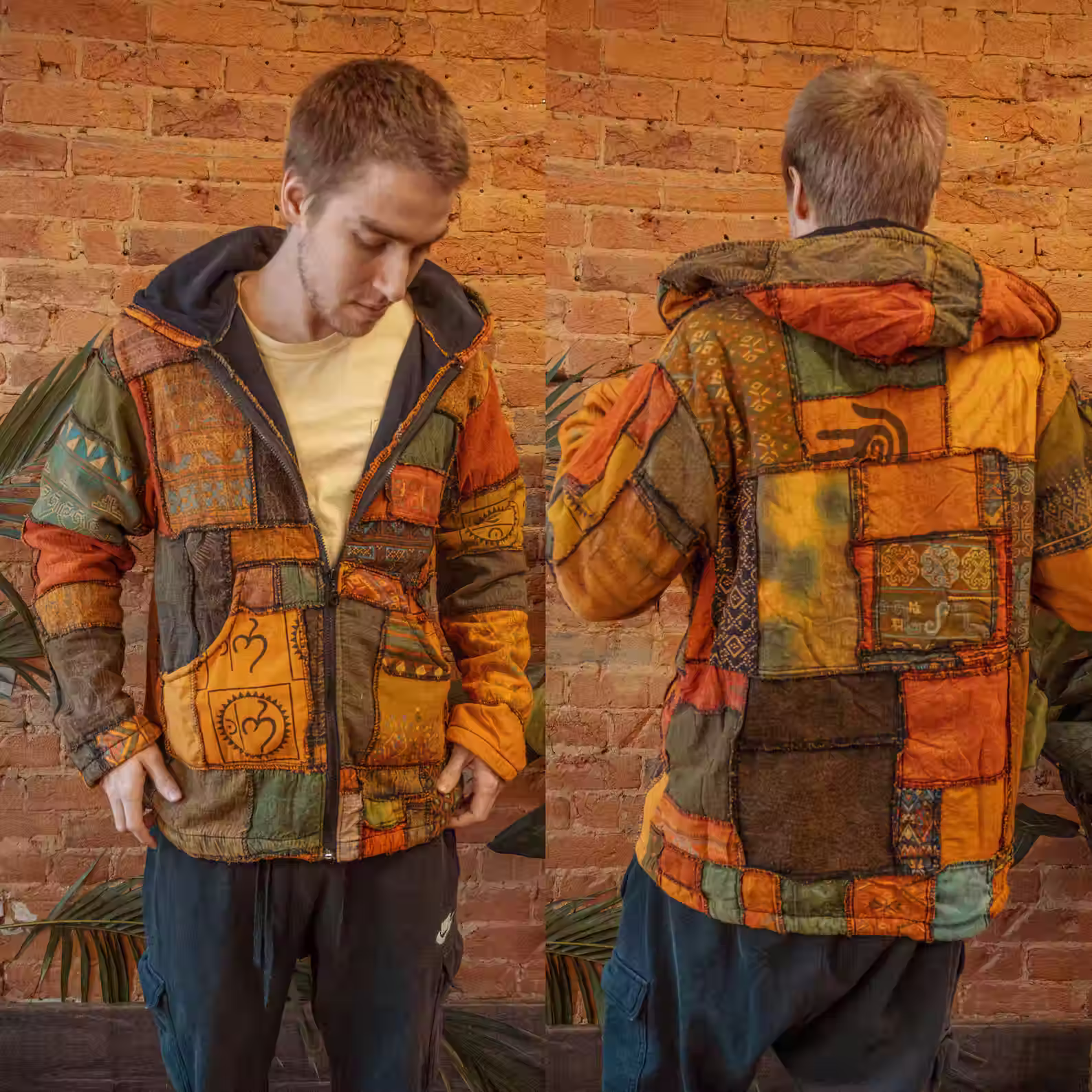 Handmade Patchwork Hooded Jacket