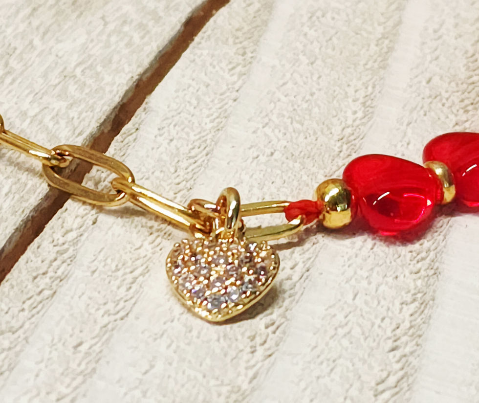 Thumbnail: Heart Charm & Paperclip Chain Bracelet