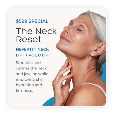 Smooth and define the neck and jawline with a Nefertiti Neck Lift enhanced by Vol.u.Lift™ for improved hydration and firmer-looking skin.