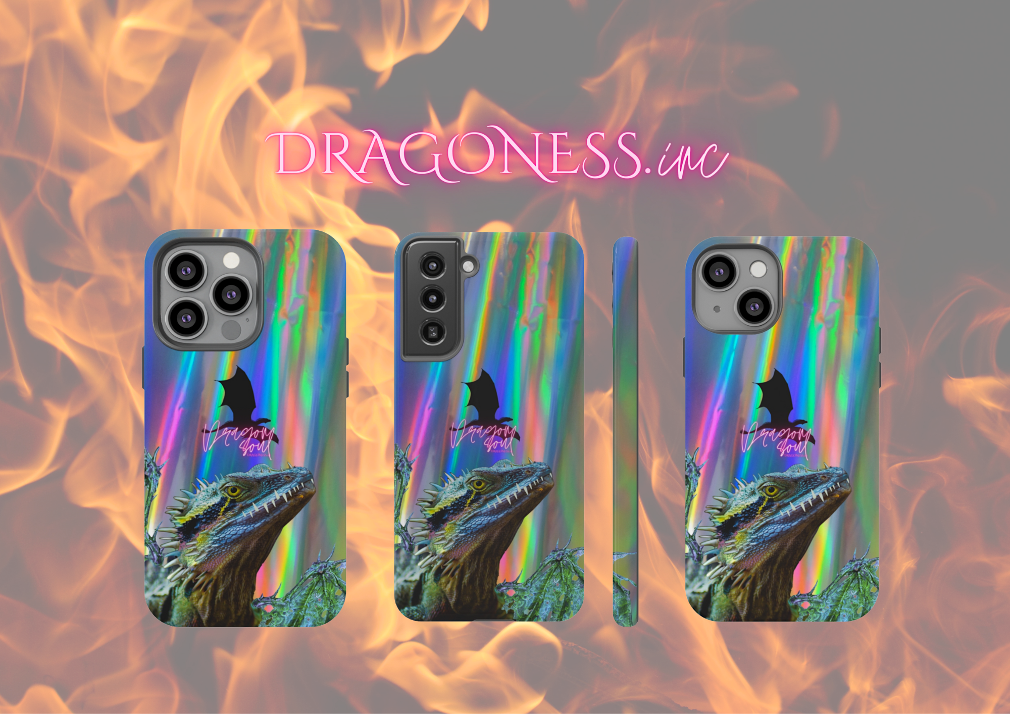 Silver holographic 'Dragon soul' Impact-Resistant Phone Case