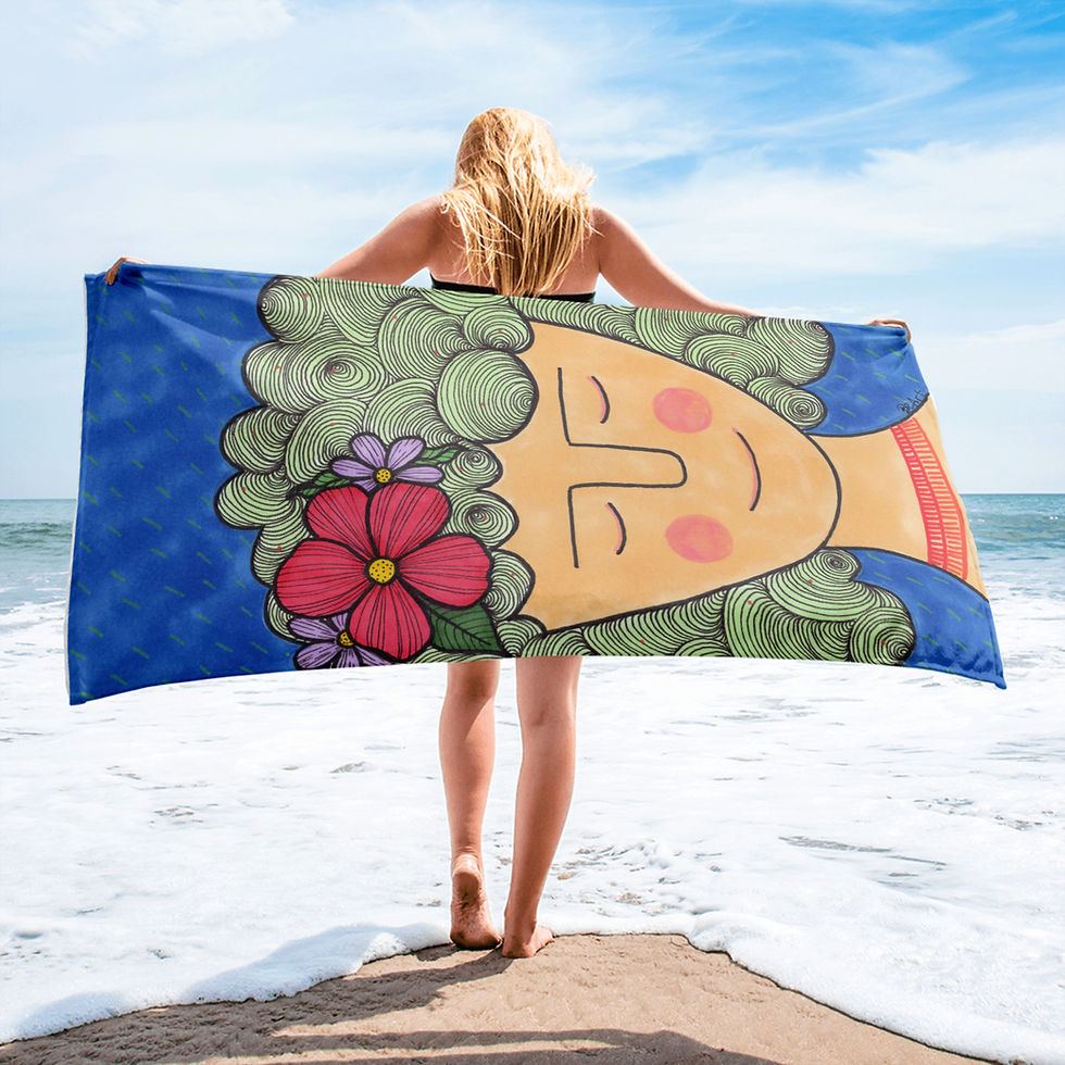 Thumbnail: Peaceful Towel - Hand Drawn Design
