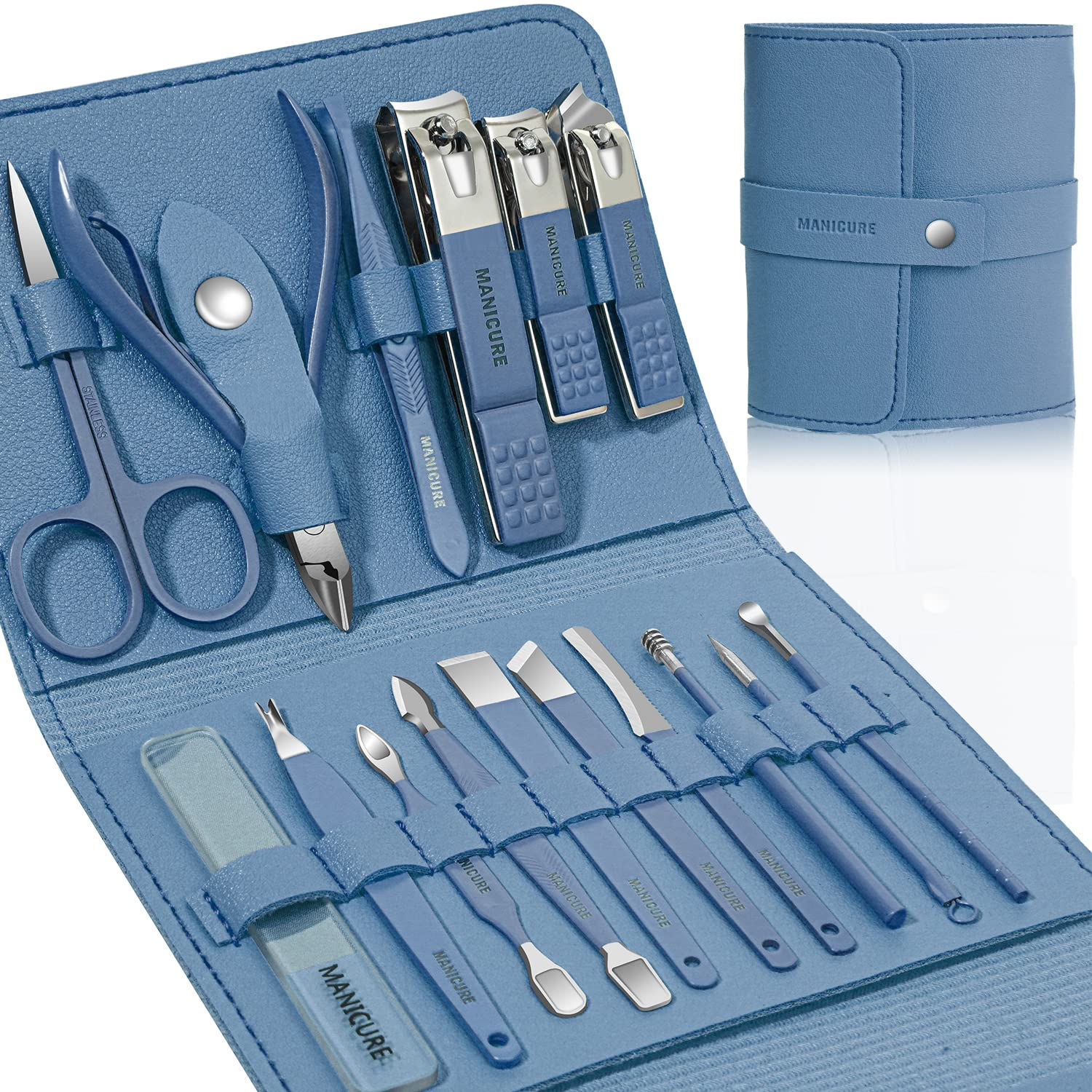 Manicure Set Professional Nail Clippers Pedicure Kit 16 pcs Stainless Steel Nail