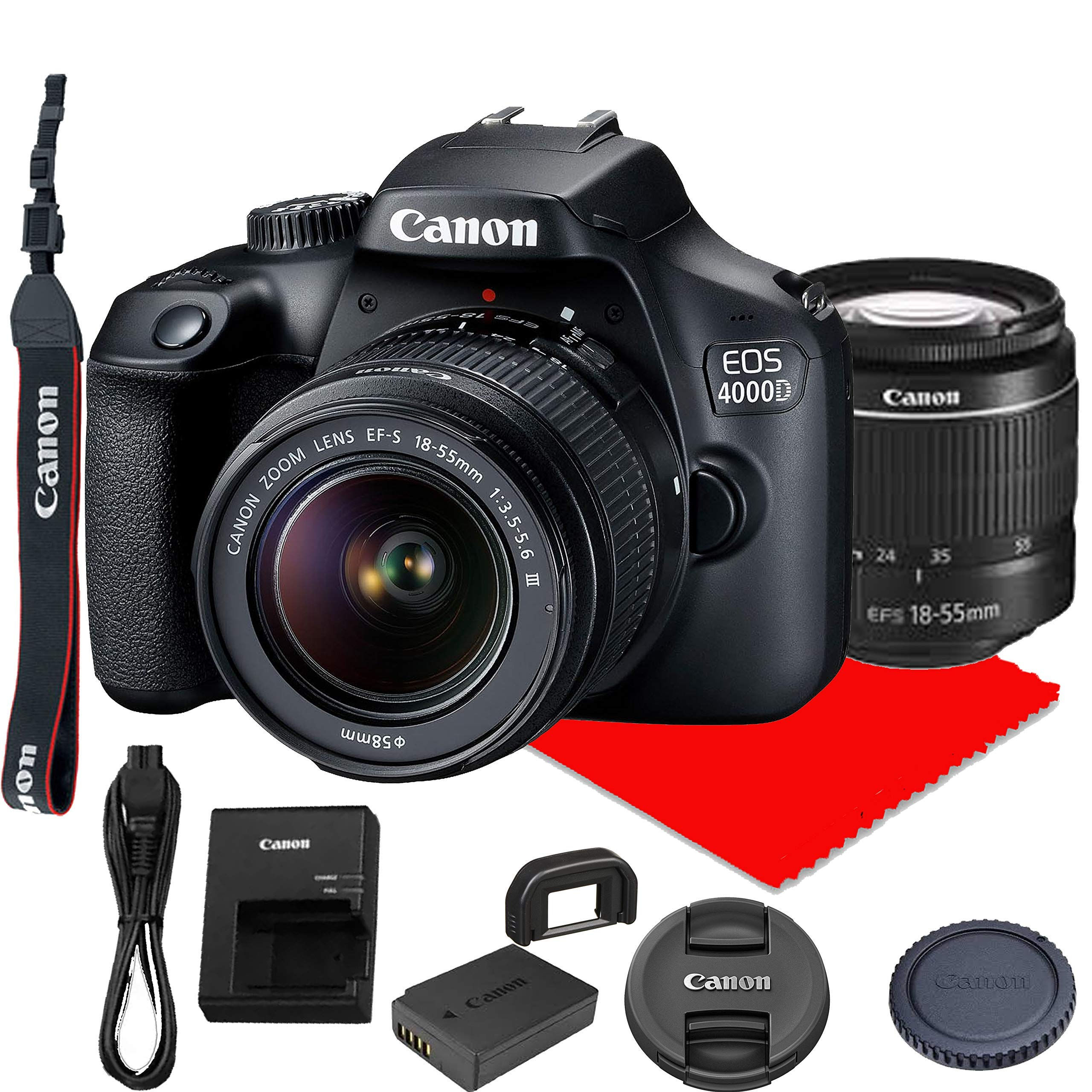 Canon EOS 4000D DSLR Camera w/Canon EF-S 18-55mm F/3.5-5.6 III Zoom Lens (Renewe