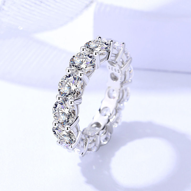 S925 Sterling Silver Round Zircon Ring for Women
