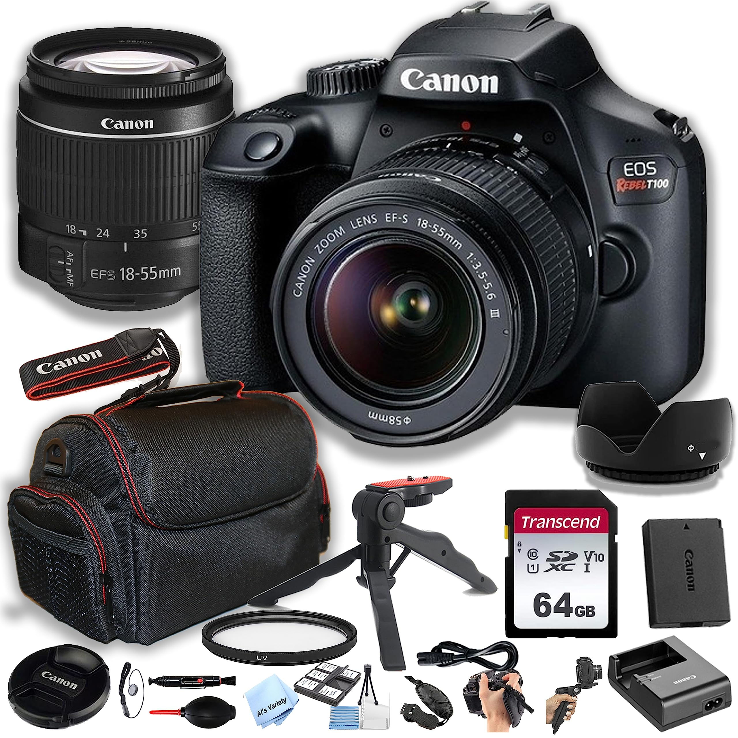Canon EOS Rebel T100 (EOS 4000D) DSLR Camera w/EF-S 18-55mm F/3.5-5.6 Zoom Lens