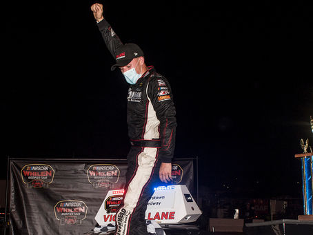 Craig Lutz wins the Laurel Highlights 150 at Jennerstown Speedway