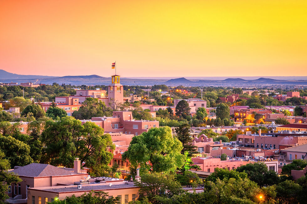 Santa Fe, New Mexico, USA downtown skyline at dusk.jpg