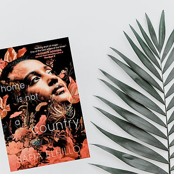 Book cover of Home is Not a Country by Safia Elhillo with plant