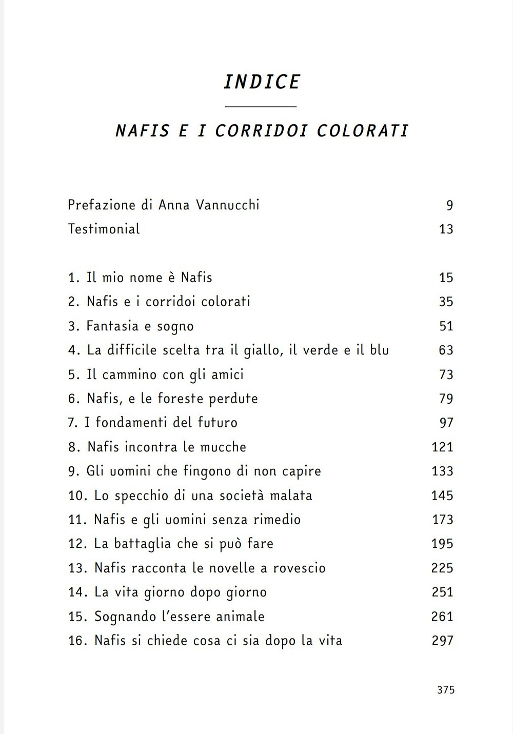 Libro indice Nafis e i corridoi colorati book ambiente pandemia