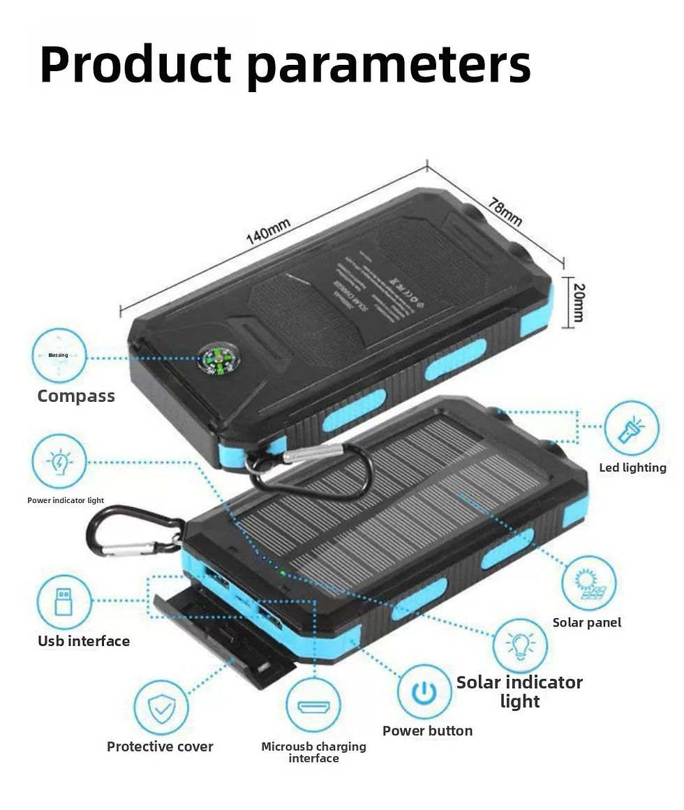 Miniatura: Power Bank Solar à Prova d’Água c/ Lanterna