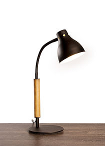 Lámpara de escritorio con flexible base redonda y madera de lenga, código 334M