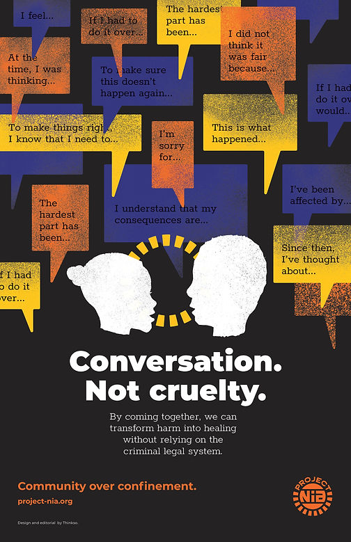 Poster copywriting "Conversation. Not cruelty." for nonprofit Project Nia.