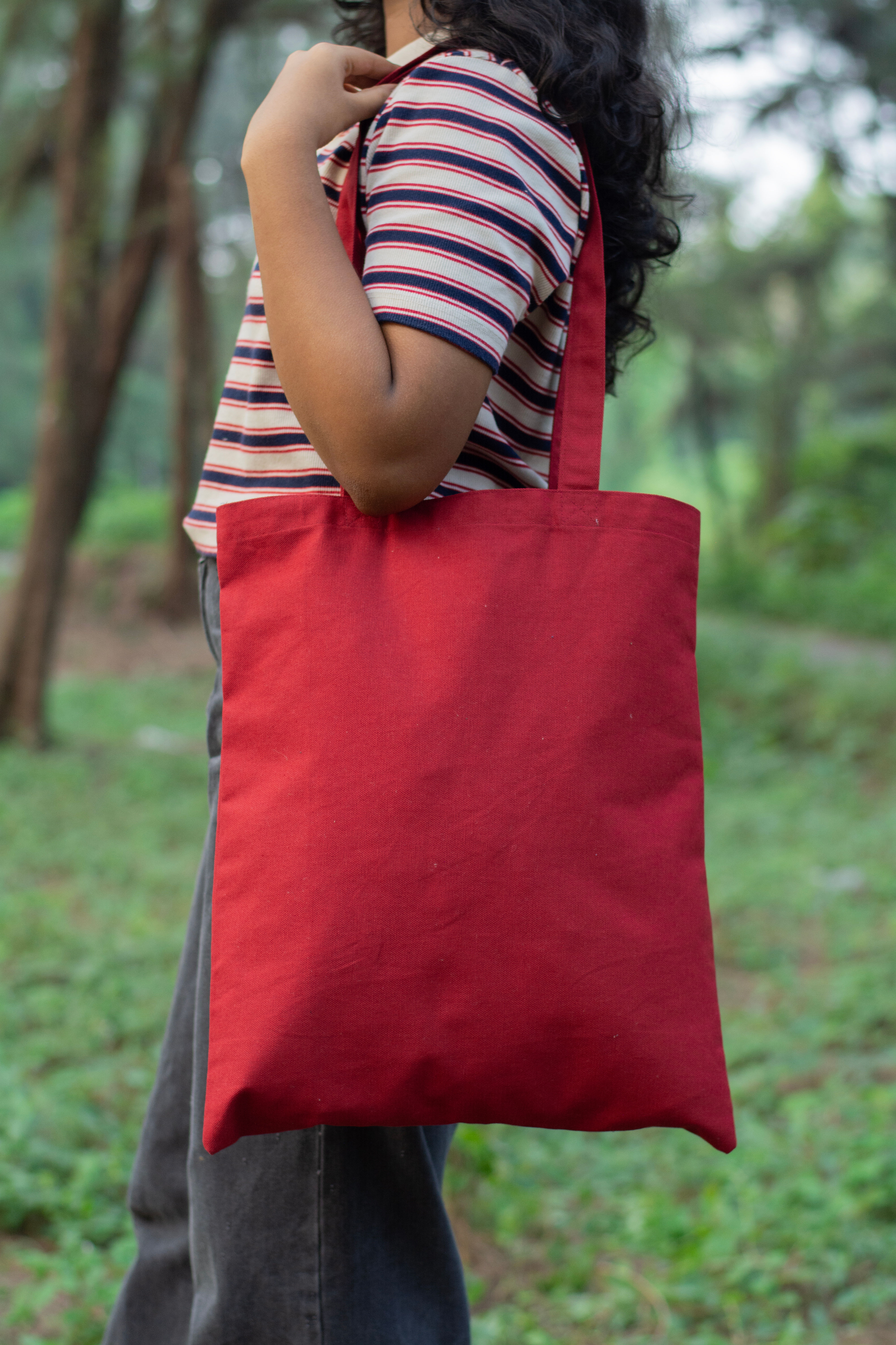 SOLID RED COLOUR TOTE BAG
