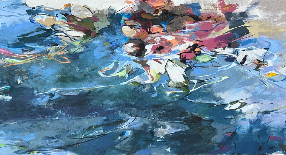 Jeffrey T Fitzgerald, artist: homeward bound-stone beach, 26x48 on linen 2024
