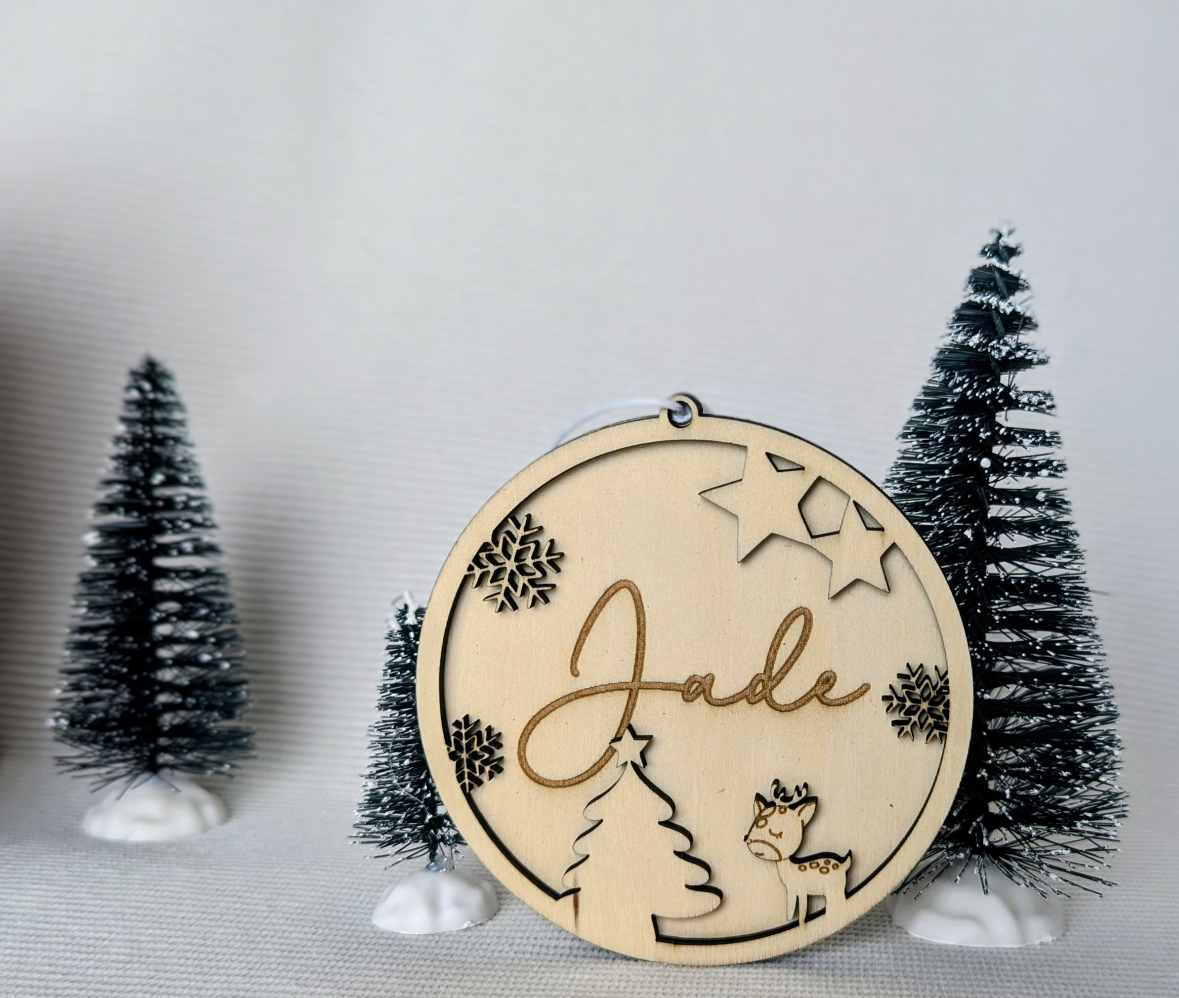 Boule de Noël personnalisée - Sapin et petit renne