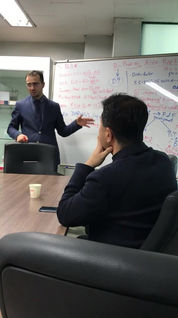 Photo documentation illustrating Loran Jacobs working as Executive Leadership at Deep-Tech Ventures during the "South Korean Pharma Market Outlook" project in Teheran-ro 114-gil. (Track: Top Management)