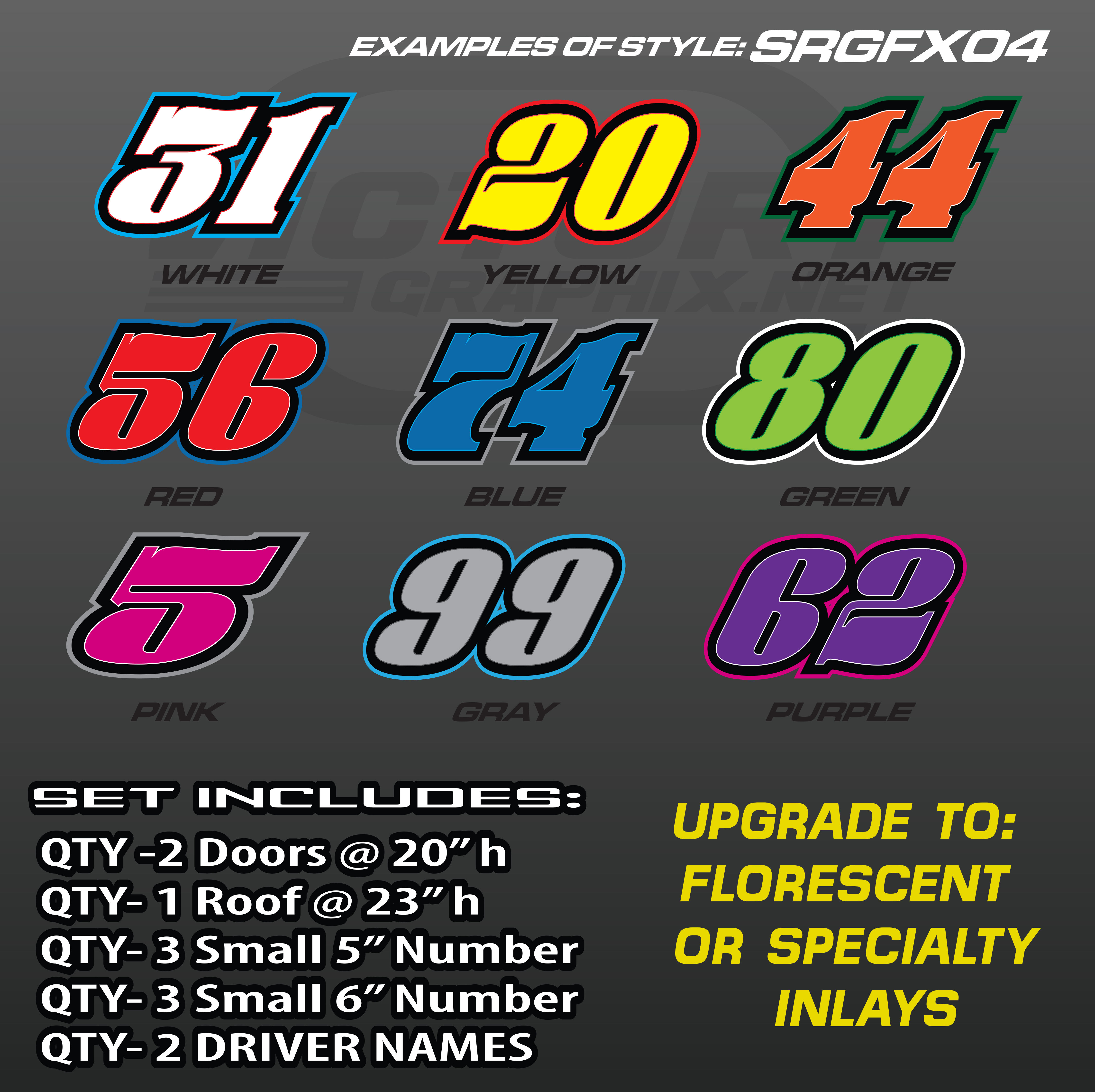 RACING NUMBER SET STYLE SRGFX04