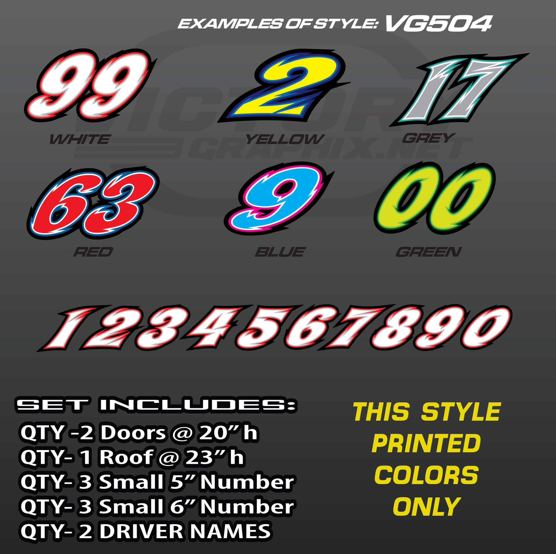 RACING NUMBER SET STYLE VG504