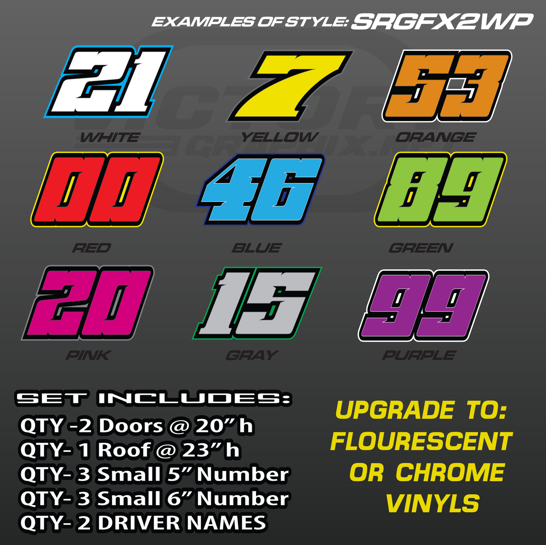 RACING NUMBER SET - STYLE SRGFX2WP