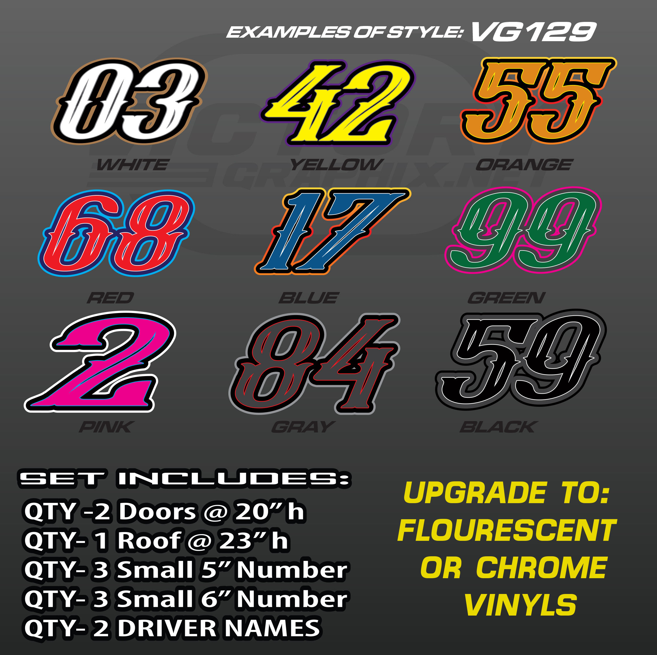 RACING NUMBER SET - STYLE VG129