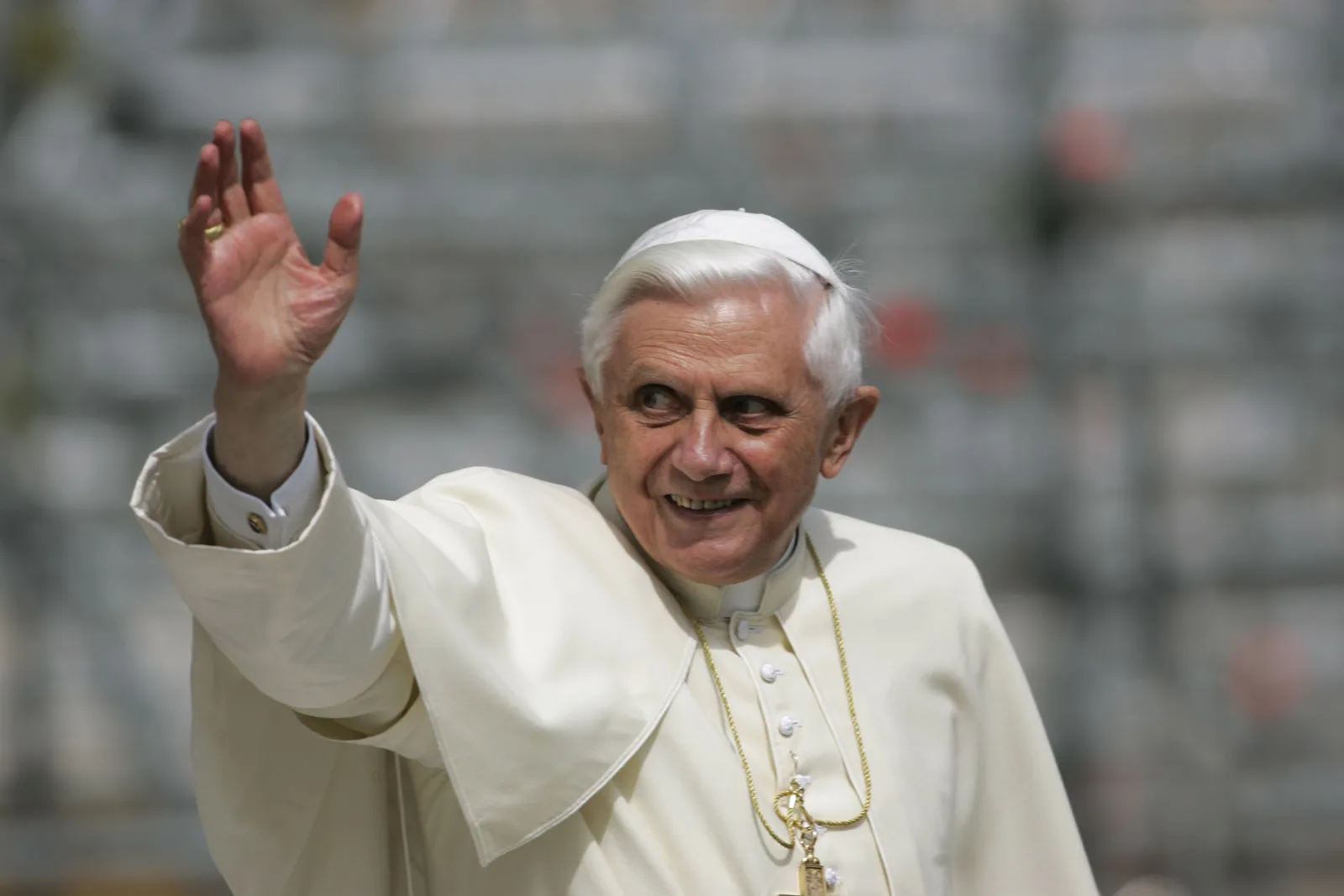 Pope Benedict XVI waving