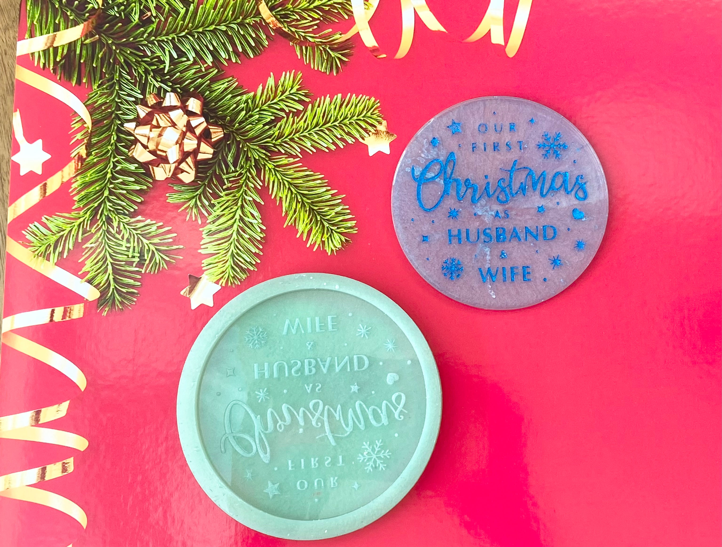 Our First Christmas As Husband & Wife Coaster Mould for Resin
