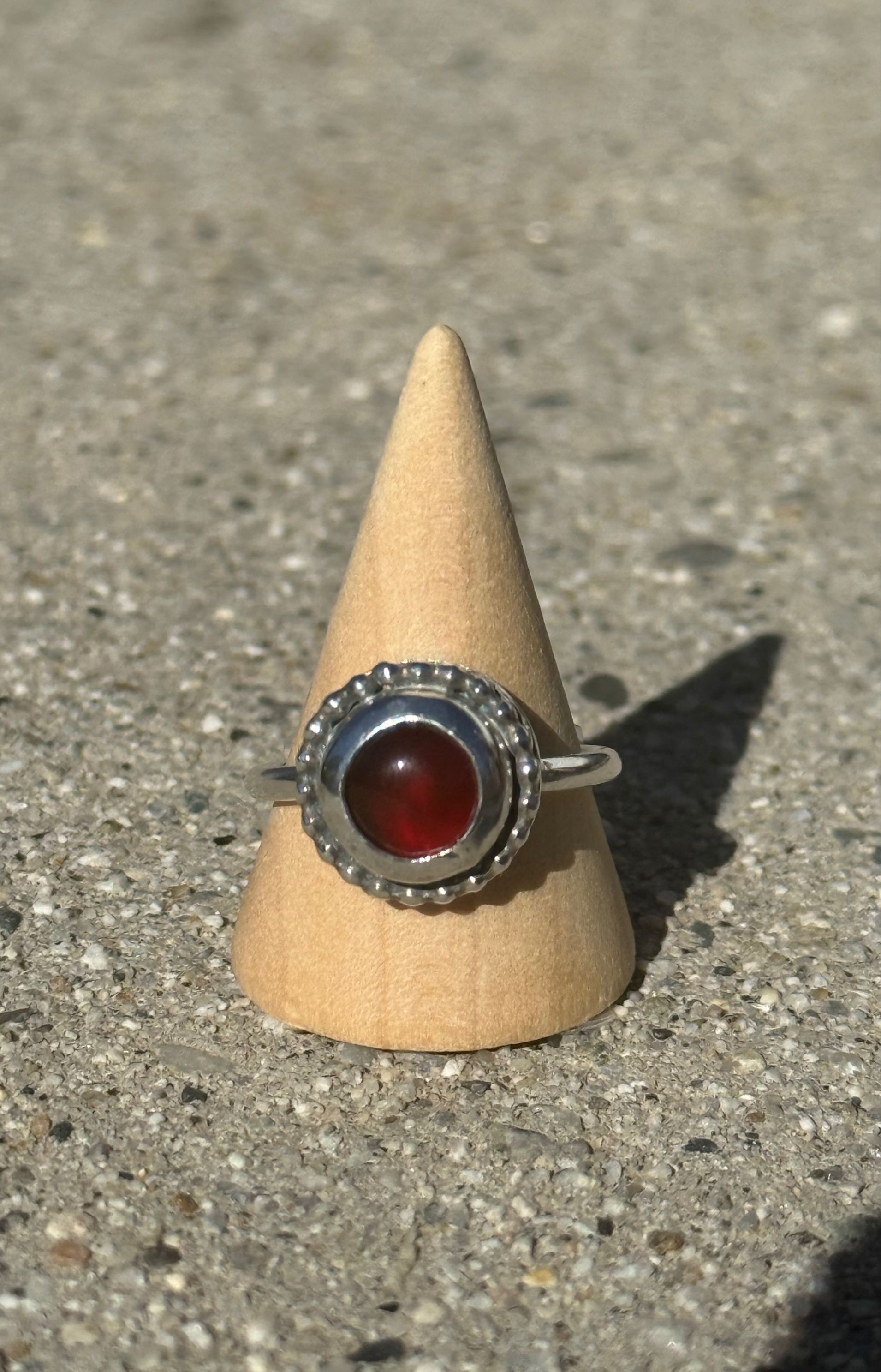 Sterling Silver Red Garnet ring. Size 8