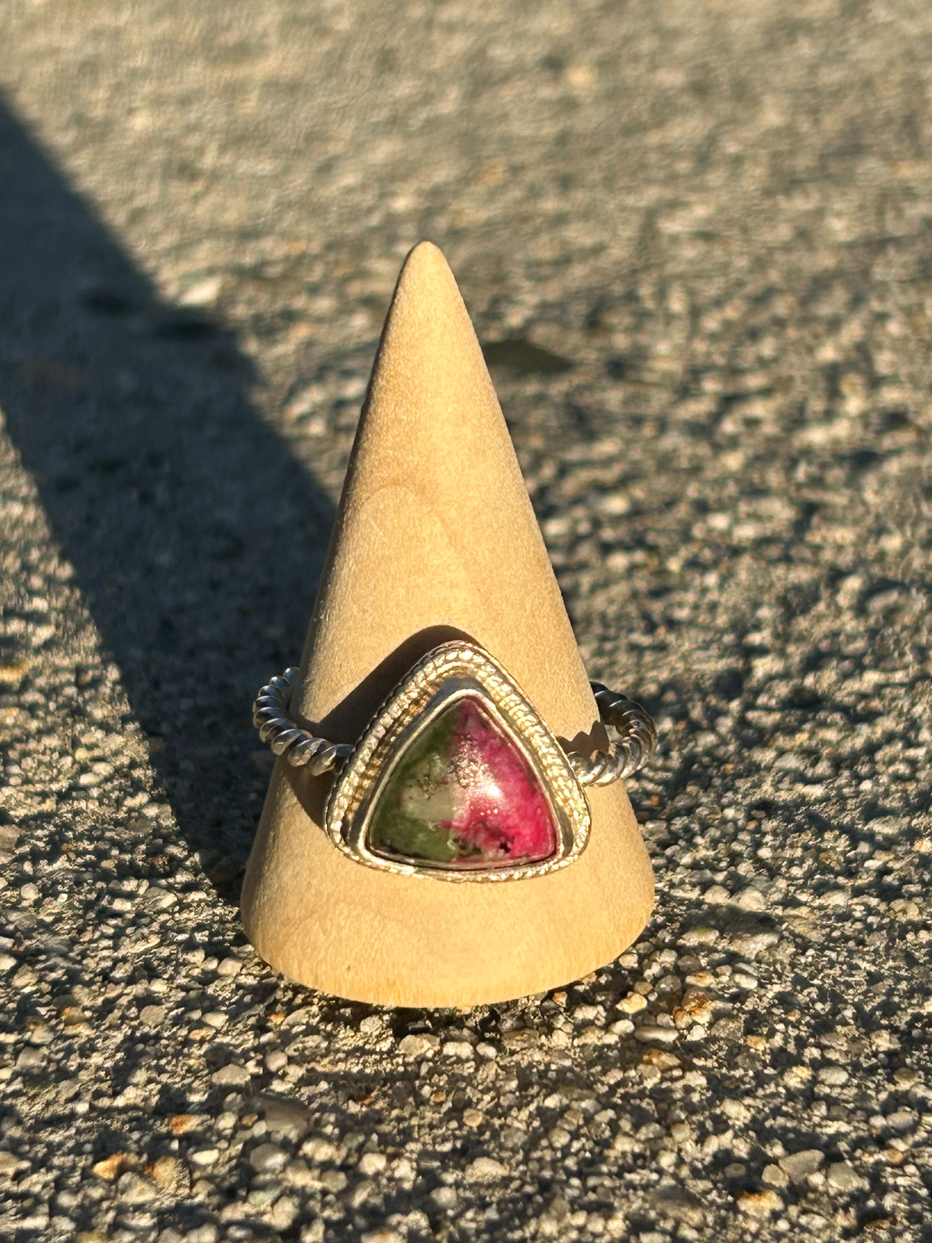 Sterling Silver Ruby Zoisite ring. Size 9