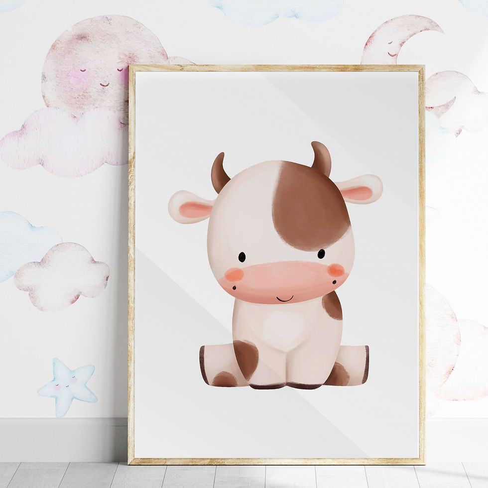 Cute Farmyward Cow Poster Print