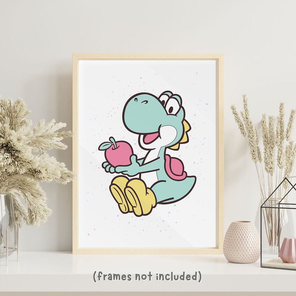 Yoshi Cute Super Mario Name Poster Print