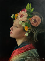 Blodeuwedd oil painting by Zara Kuchi