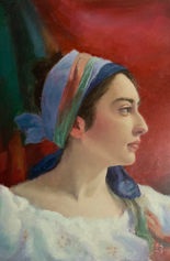 Cymraes Ifanc Young Welsh girl oil painting by Zara Kuchi