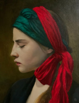 The Red Headscarf oil painting by Zara Kuchi