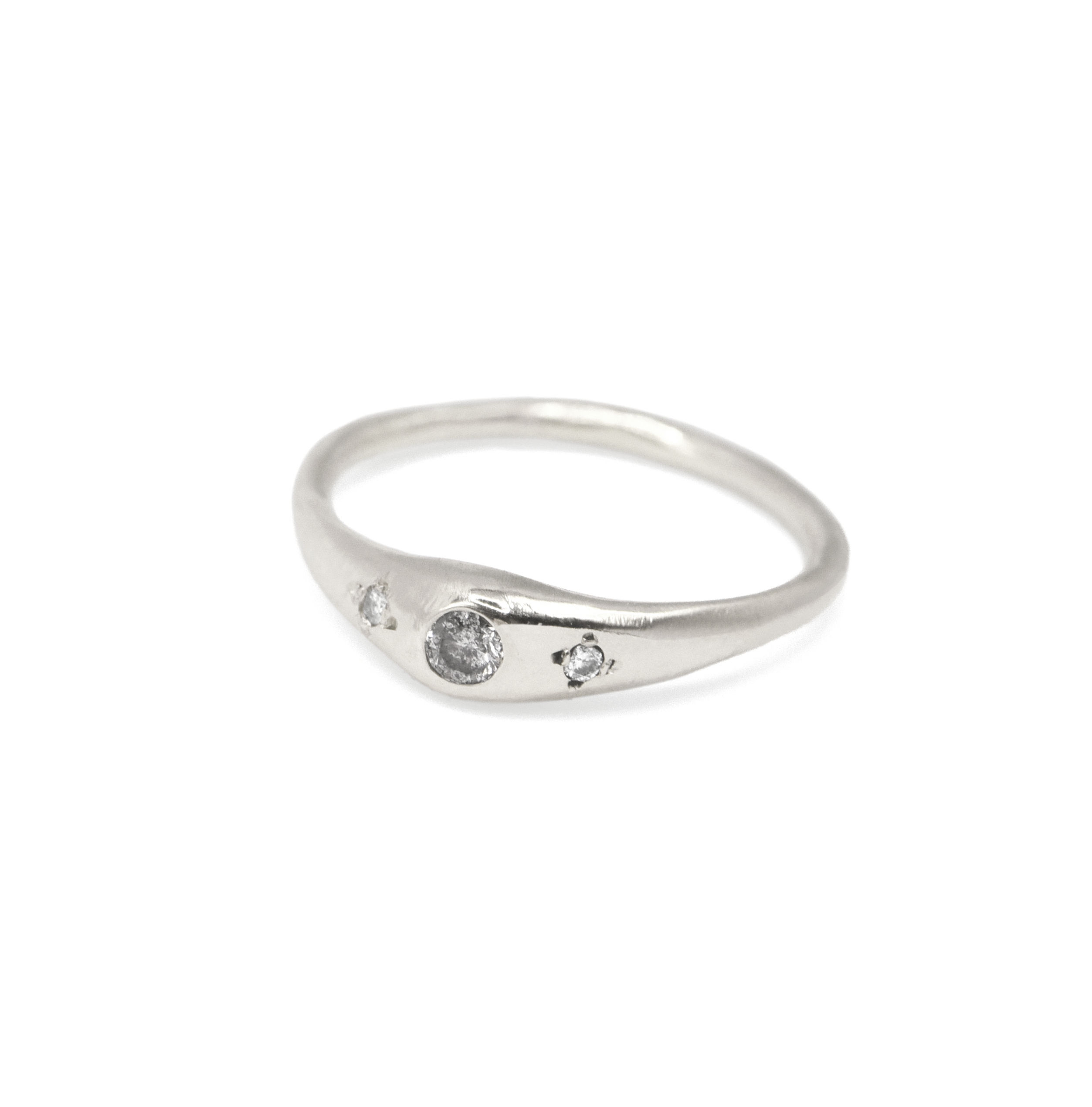 Three Diamond Dome Ring in Silver