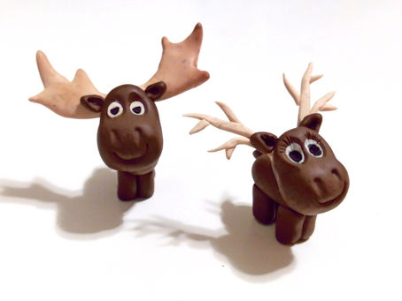 Tiny Polymer Clay Moose/ Reindeer