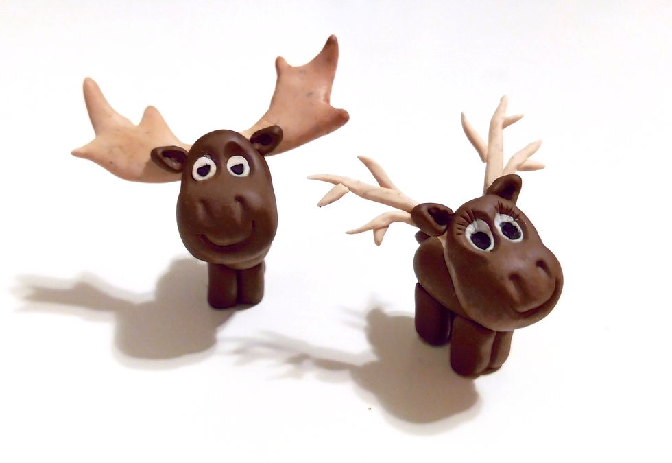 Tiny Polymer Clay Moose/ Reindeer