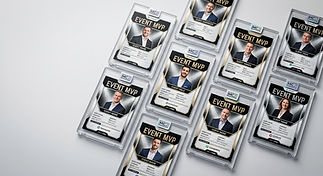 Event MVP trading cards from a glam photo booth.
