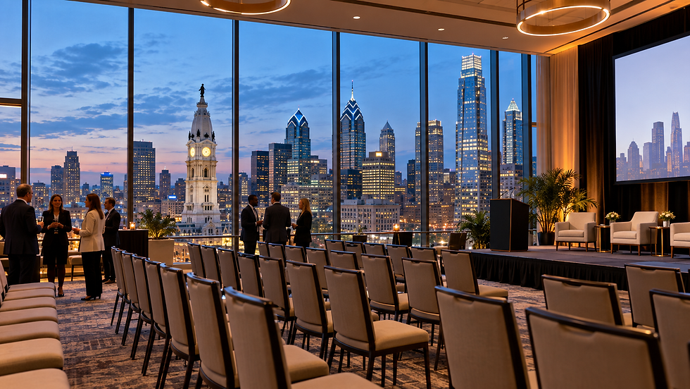 Philadelphia conference venue with Center City skyline