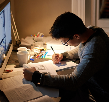 Student studying at desk
