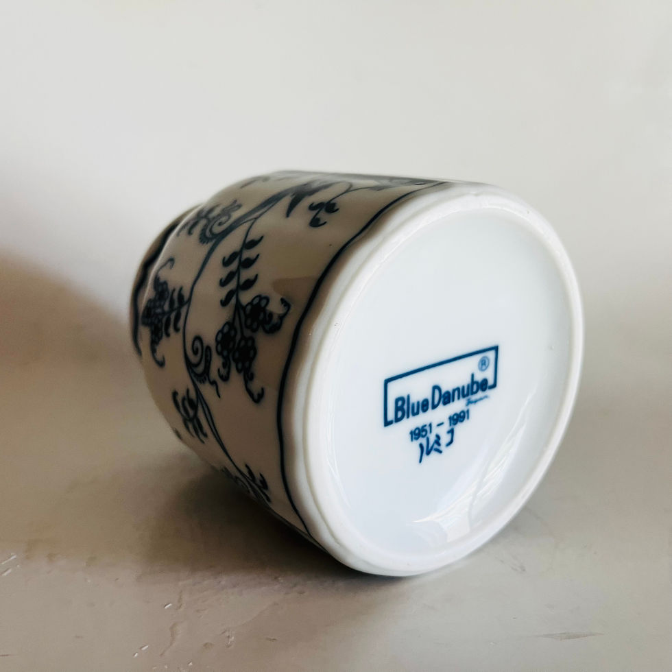 Thumbnail: Vintage Blue Danube 1991 Anniversary Stamp Canister Vase Utensil Holder Made in 