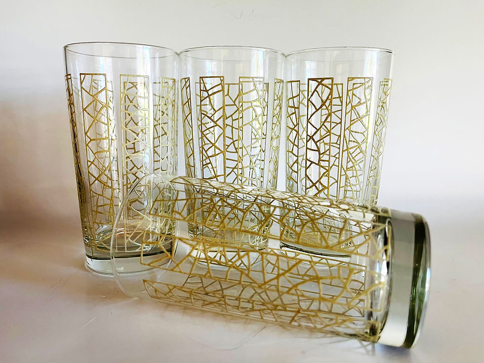 Thumbnail: Vintage Morgan Signed Brutalist Textured Panel Highball Glasses Set of 4 5.5”
