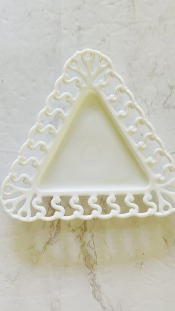 Thumbnail: Vintage S Scroll Edge Triangle Milk Glass Plate Westmoreland