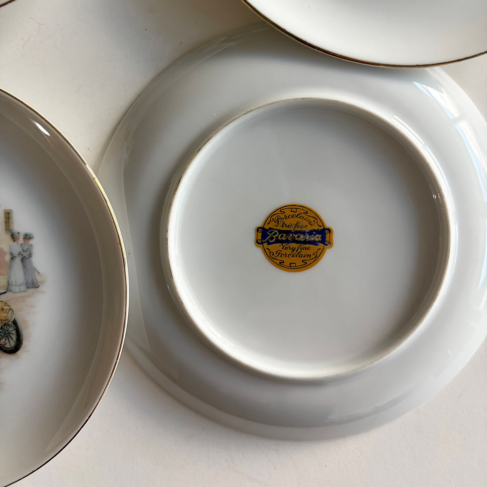 Thumbnail: Vintage Bareuther Waldsassen Bavaria Classic Automobile Plates, Set of 4, 6.5”